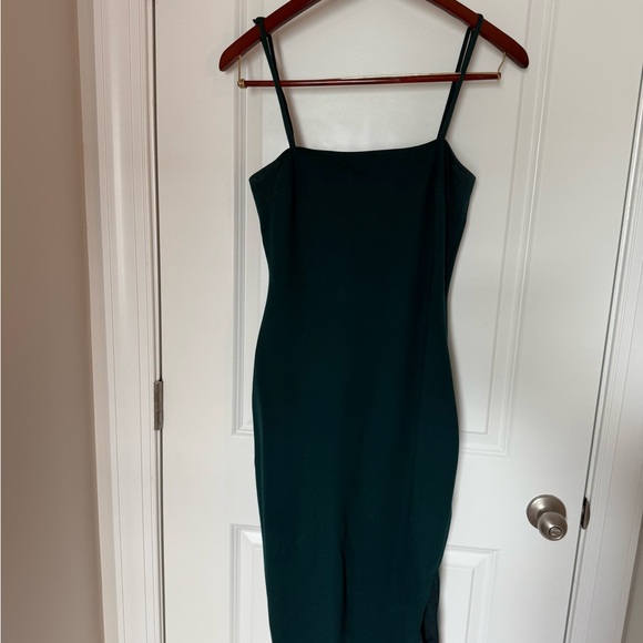 Lulu's Green Sheath Midi Dress Spaghetti Strap Cocktail - Picture 2 of 4